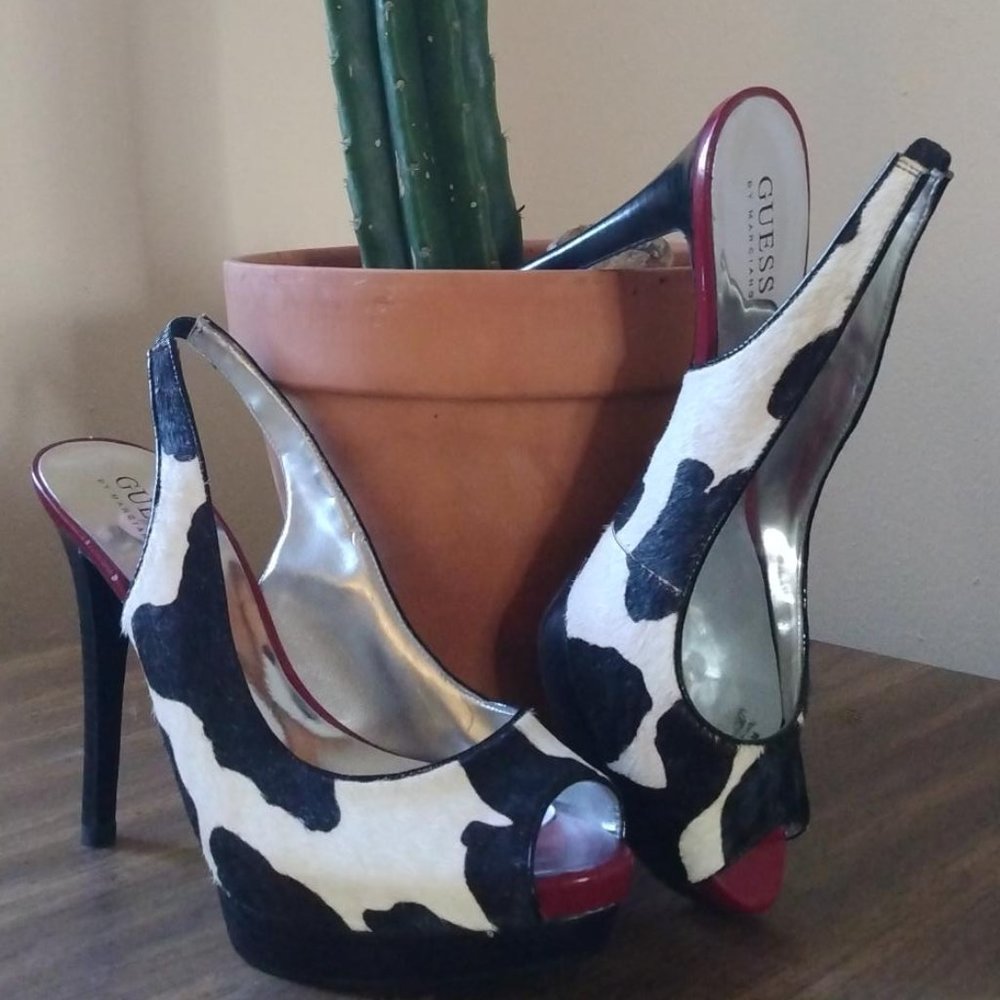 Guess by Marciano,Cow Print,Size9,Slingback heels